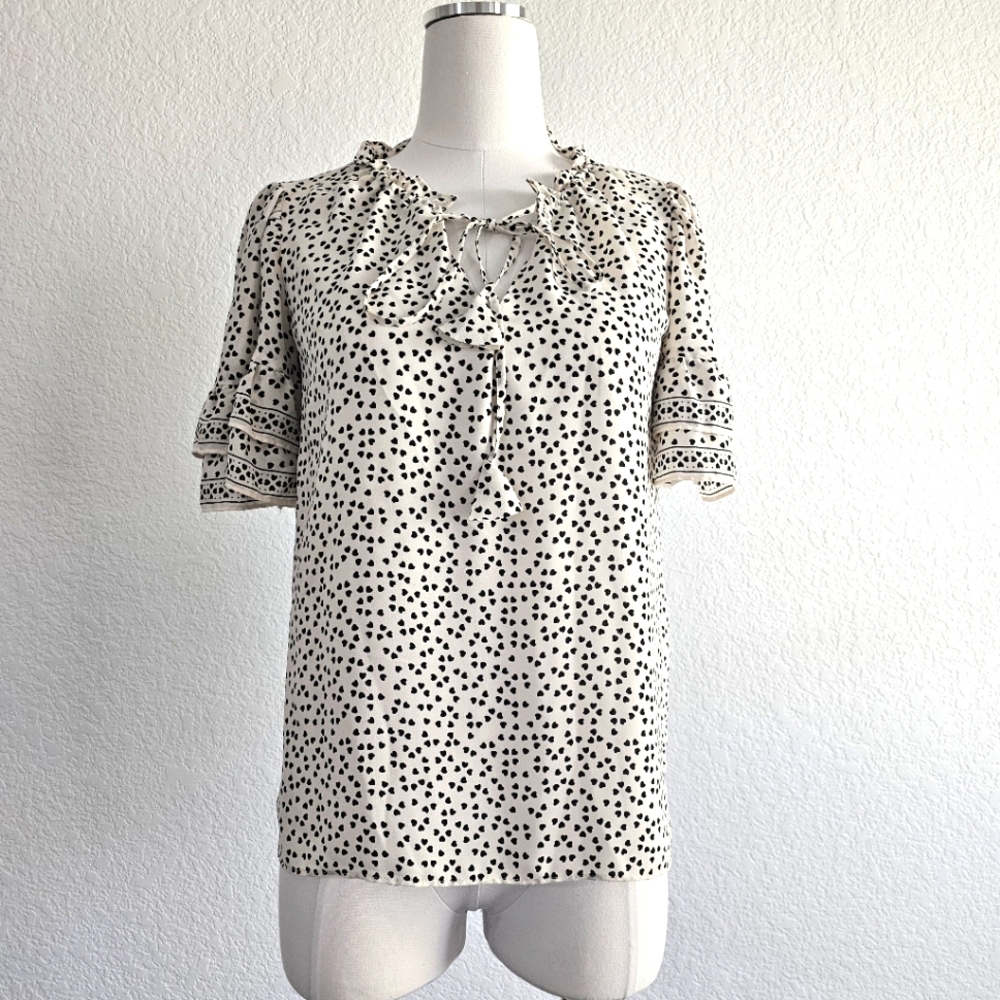 Flowy Patterned Short Sleeve Blouse by Max Studio Size S